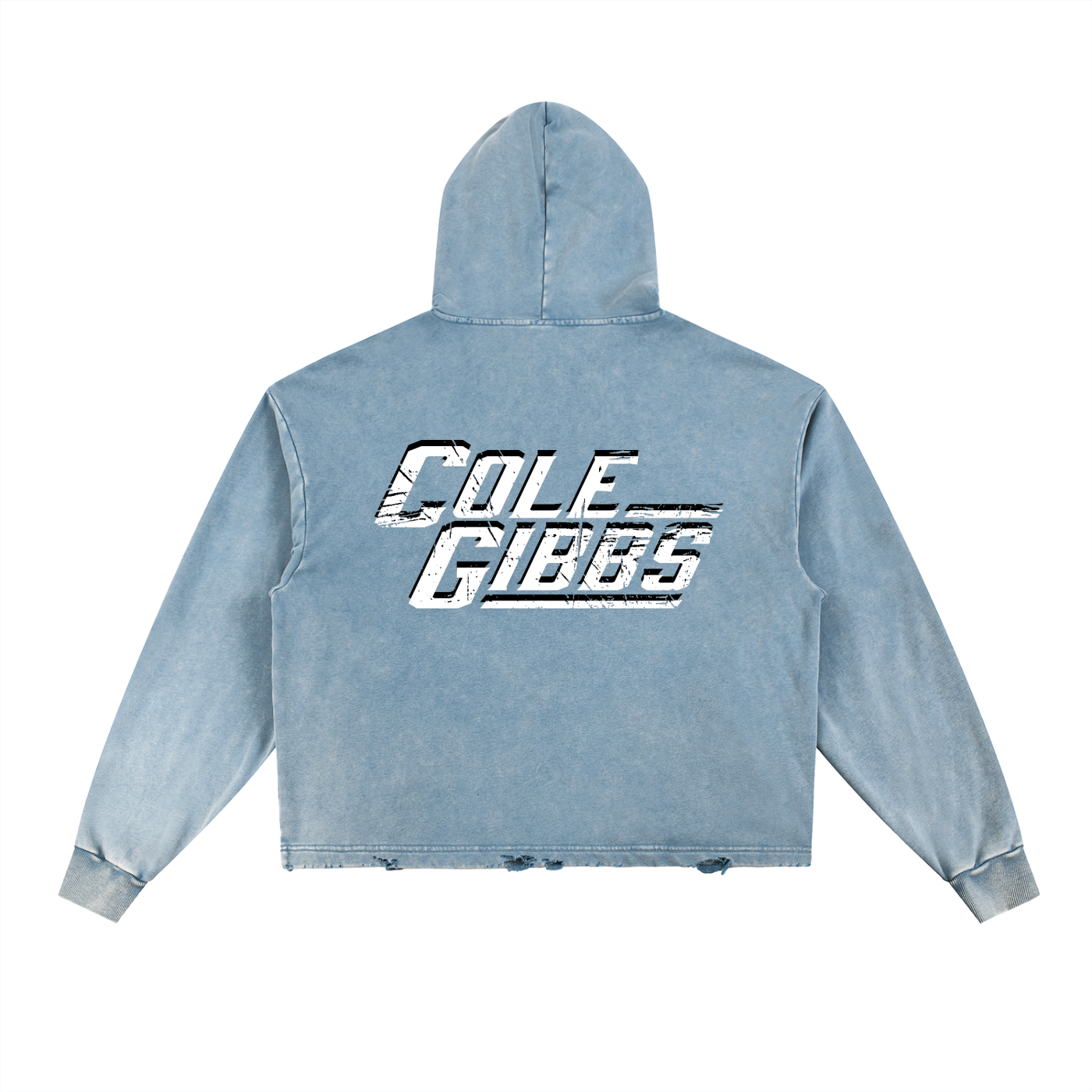 Vintage Cropped Frayed-Hem CG Hoodie