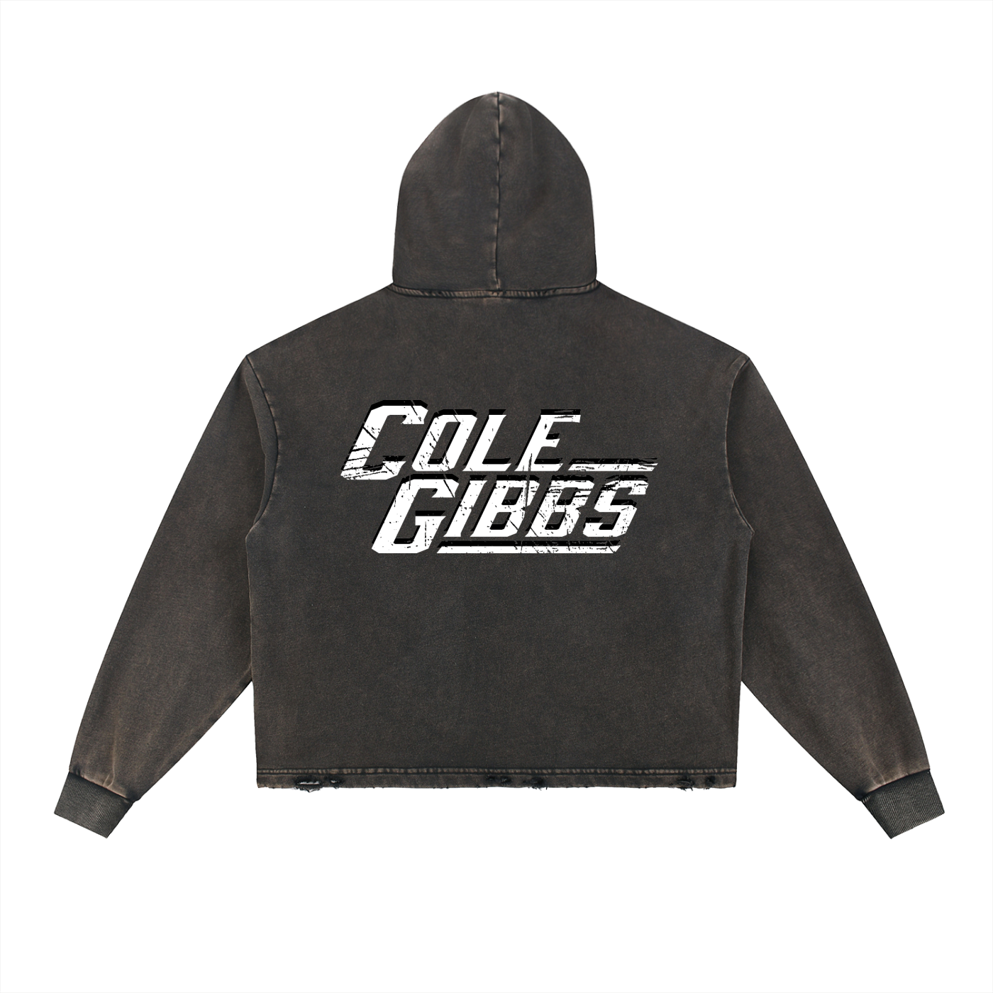 Vintage Cropped Frayed-Hem CG Hoodie