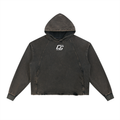 Vintage Cropped Frayed-Hem CG Hoodie